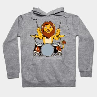 Comic lion playing drums Hoodie